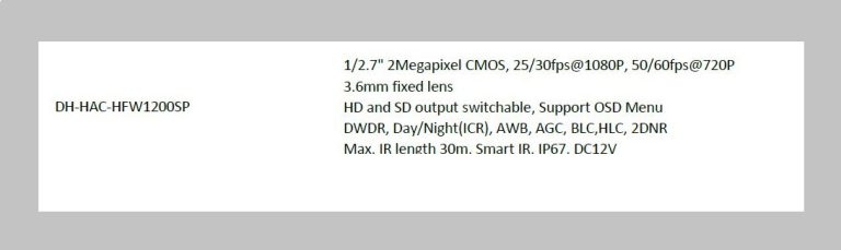 دوربین بولت 2 مگا پیکسل داهوا مدل 1200