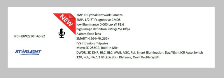 دوربین دام 2 مگاپیکسل داهوا مدل 2230